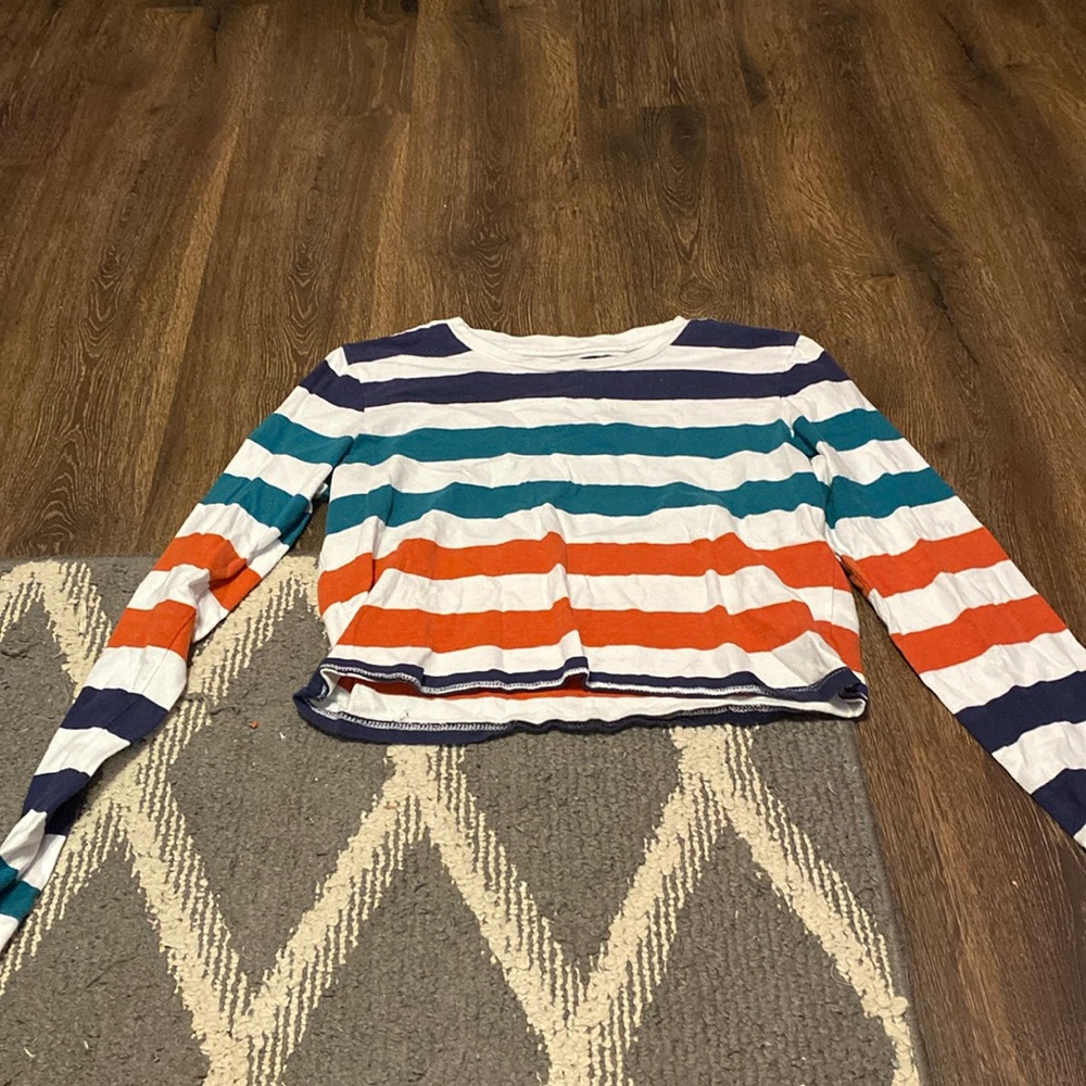 striped colorful cropped shirt